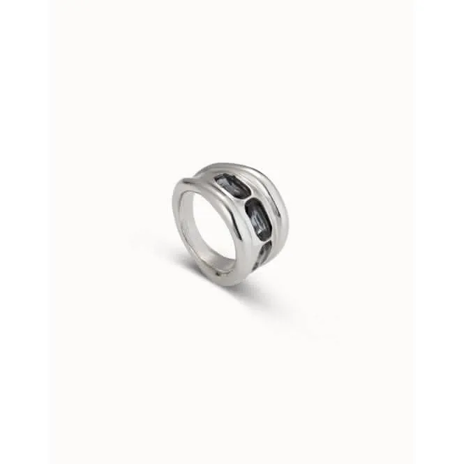 Bluemoon Grey Faceted Crystal Ring ANI0711GRSMTL Unode50 Jewelry And Accessories