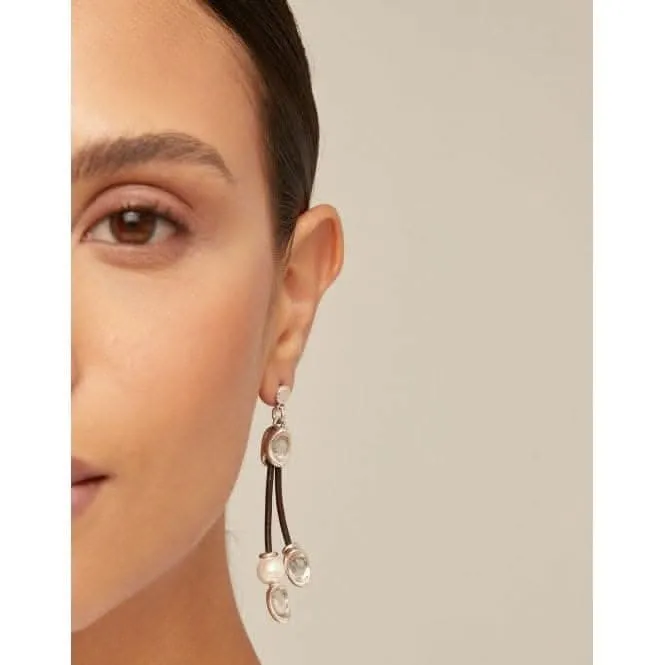 Bond White Leather Pearl Shell Earrings Unode50 Jewelry And Accessories