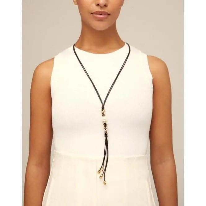 Bond White Leather Pearl Shell Necklace Unode50 Jewelry And Accessories
