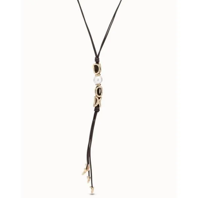Bond White Leather Pearl Shell Necklace Unode50 Jewelry And Accessories