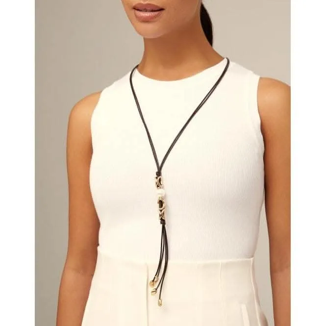 Bond White Leather Pearl Shell Necklace Unode50 Jewelry And Accessories