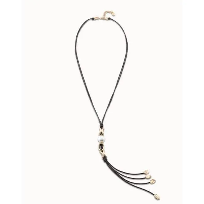 Bond White Leather Pearl Shell Necklace Unode50 Jewelry And Accessories