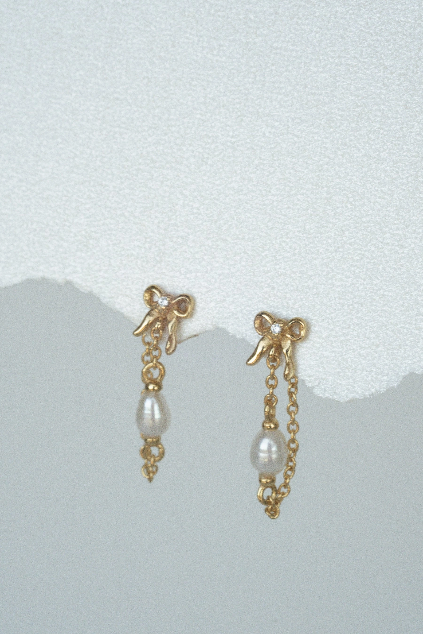 Bow Pearl Drop Studs