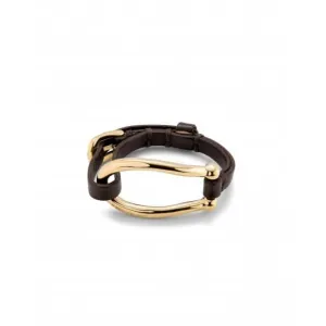 Bruh Leather Large 18k Gold Plated Central Link Bracelet PUL2418MARORO0M Unode50 Jewelry And Accessories