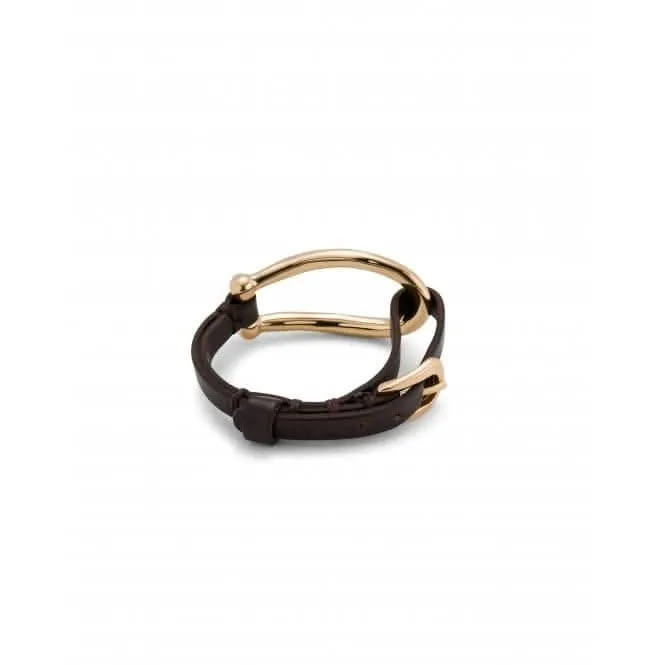 Bruh Leather Large 18k Gold Plated Central Link Bracelet PUL2418MARORO0M Unode50 Jewelry And Accessories