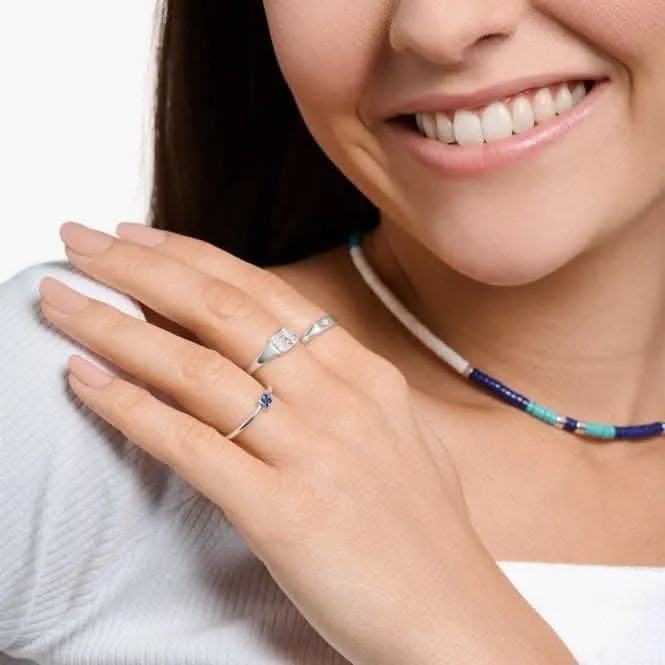 Charming Sterling Silver Blue Stone Ring TR2395-699-32 Thomas Sabo Rings