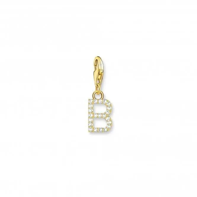 Charmista White Gold Plated Zirconia Letter B Charm Pendant 1965-414-14 Thomas Sabo Collectable Charms