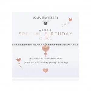 Childrens A Little Special Birthday Girl Silver And Rose Gold 15.5cm Stretch Bracelet C502 Joma Jewellery