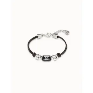 Cocodrile Grey Leather Faceted Crystal Bracelet Unode50 Jewelry And Accessories