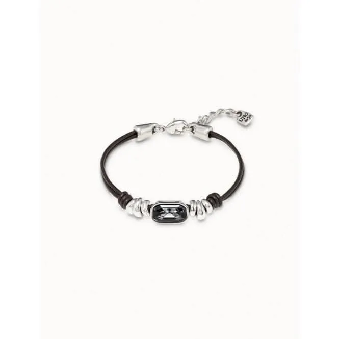 Cocodrile Grey Leather Faceted Crystal Bracelet Unode50 Jewelry And Accessories