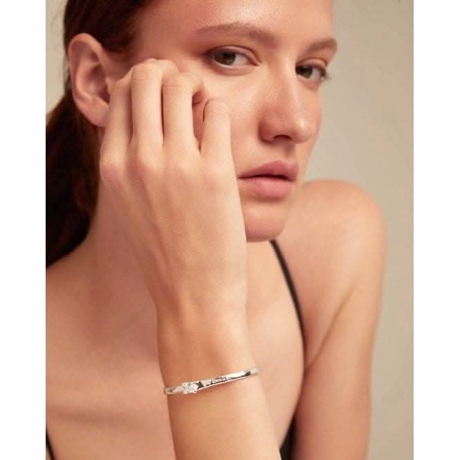 Cosmos Silver Plated Rigid Central White Zirconia Bangle PUL2431BLNMTL0M Unode50 Jewelry And Accessories