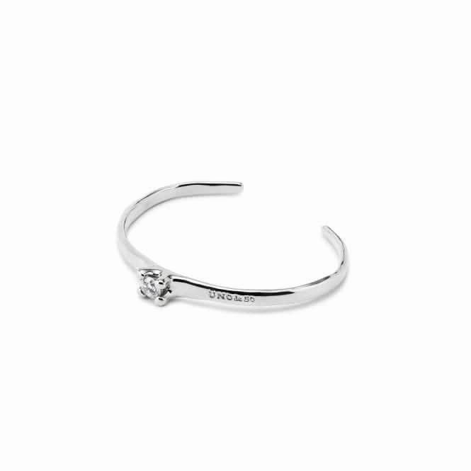 Cosmos Silver Plated Rigid Central White Zirconia Bangle PUL2431BLNMTL0M Unode50 Jewelry And Accessories