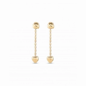 Cupido 18k Gold-Plated Hanging Chain Small Hearts Earrings PEN0935ORO0000U Unode50 Jewelry And Accessories