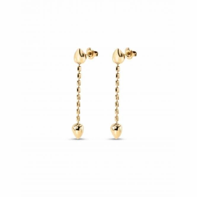 Cupido 18k Gold-Plated Hanging Chain Small Hearts Earrings PEN0935ORO0000U Unode50 Jewelry And Accessories