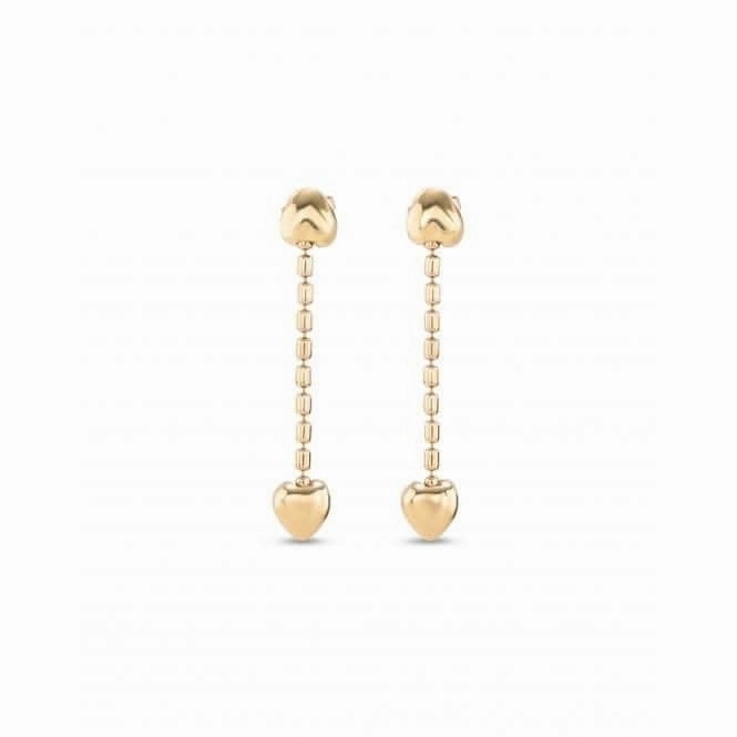 Cupido 18k Gold-Plated Hanging Chain Small Hearts Earrings PEN0935ORO0000U Unode50 Jewelry And Accessories
