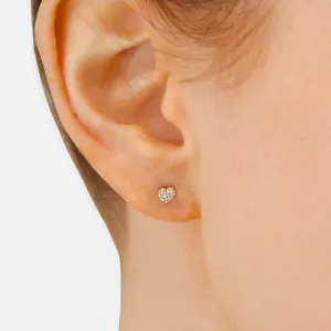 Diamond Pavé Heart Studs  - Gold
