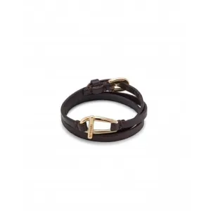 Dope Leather Small 18k Gold Plated Central Link Bracelet PUL2419MARORO0M Unode50 Jewelry And Accessories