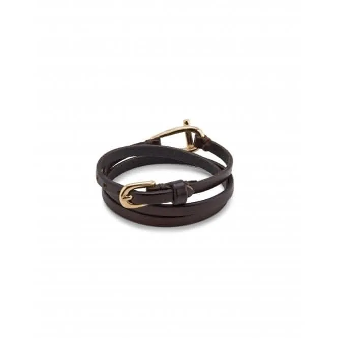 Dope Leather Small 18k Gold Plated Central Link Bracelet PUL2419MARORO0M Unode50 Jewelry And Accessories