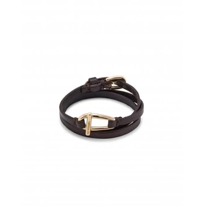 Dope Leather Small 18k Gold Plated Central Link Bracelet PUL2419MARORO0M Unode50 Jewelry And Accessories