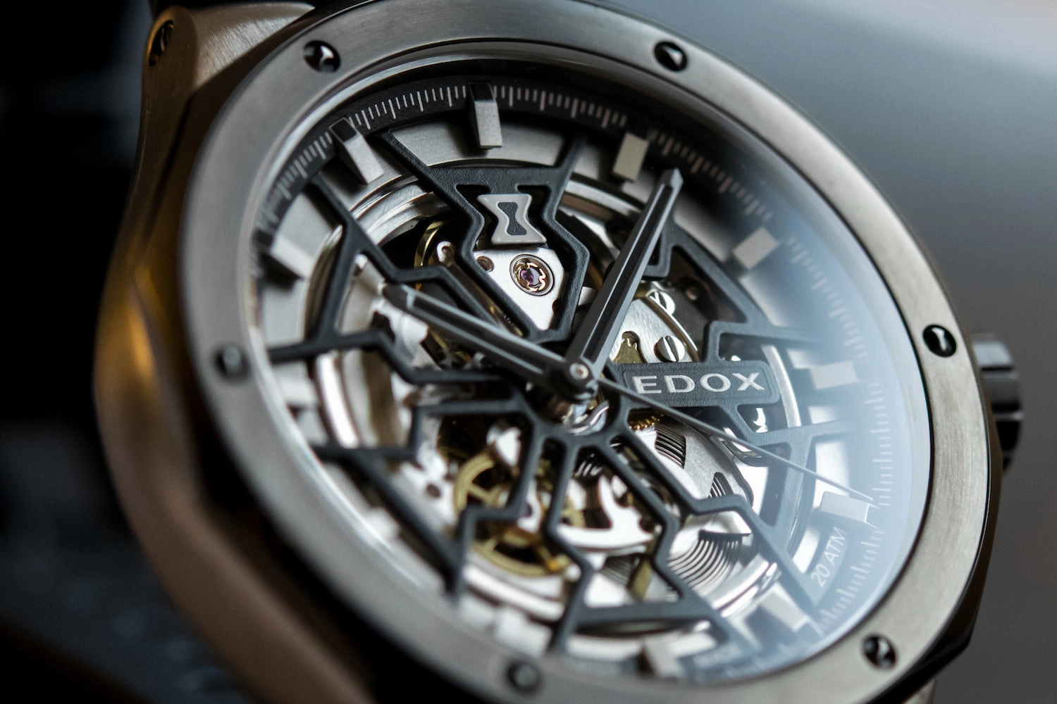 Edox Watches Edox Delfin Mecano 3 Hands Skeleton Watch