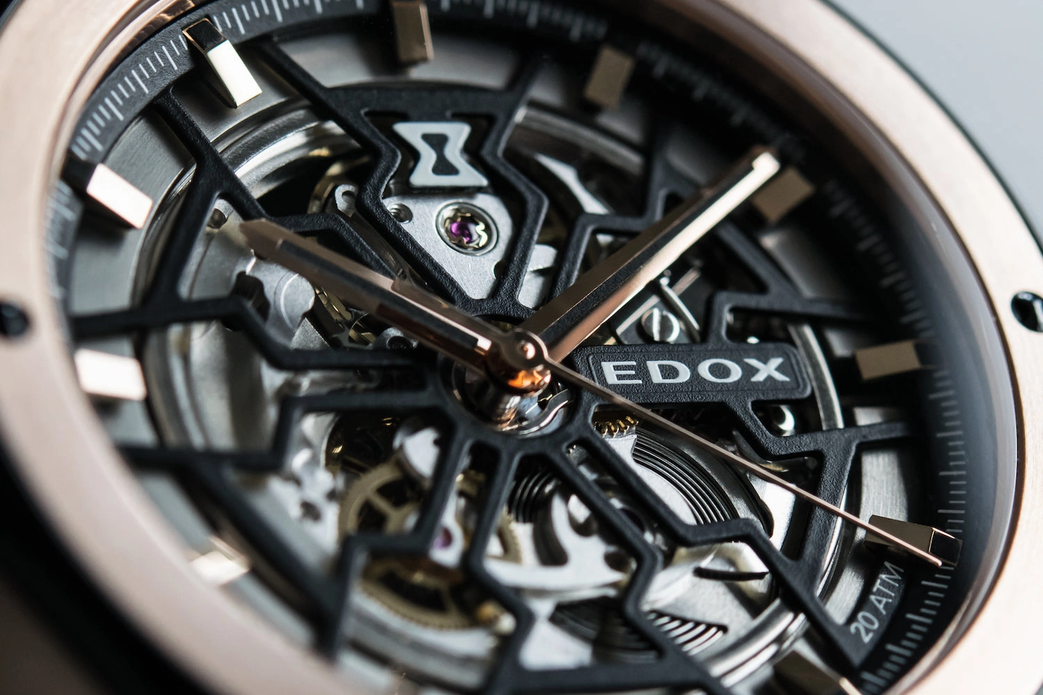 Edox Watches Edox Delfin Mecano 3 Hands Skeleton Watch