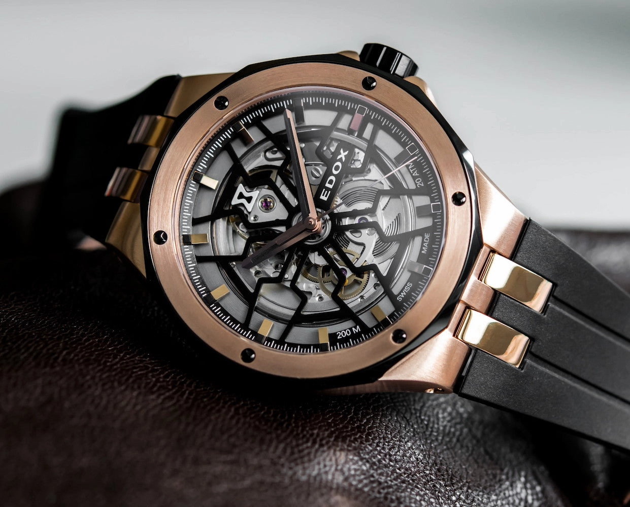 Edox Watches Edox Delfin Mecano 3 Hands Skeleton Watch
