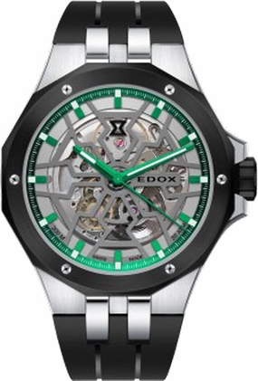 Edox Watches Edox Delfin Mecano 3 Hands Skeleton Watch