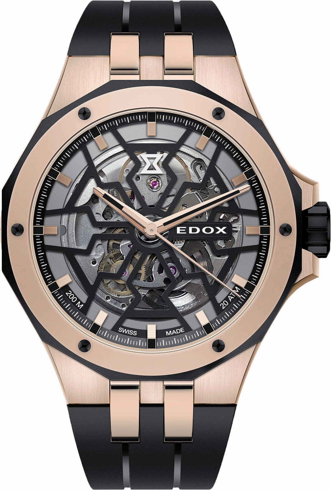 Edox Watches Edox Delfin Mecano 3 Hands Skeleton Watch