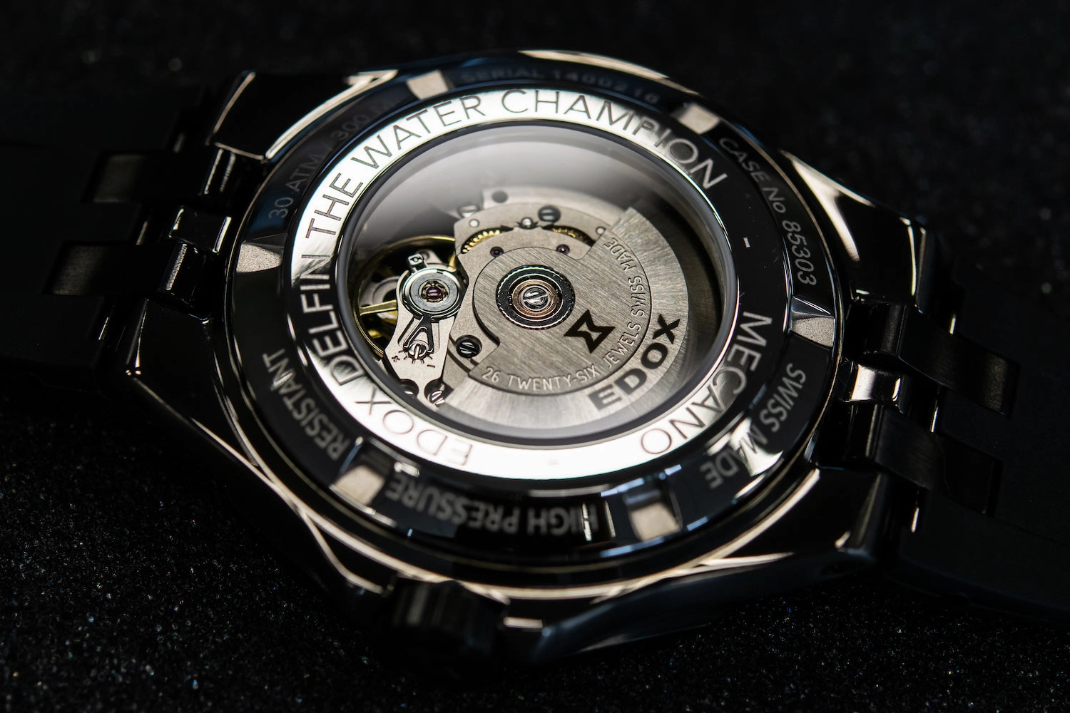Edox Watches Edox Delfin Mecano 3 Hands Skeleton Watch