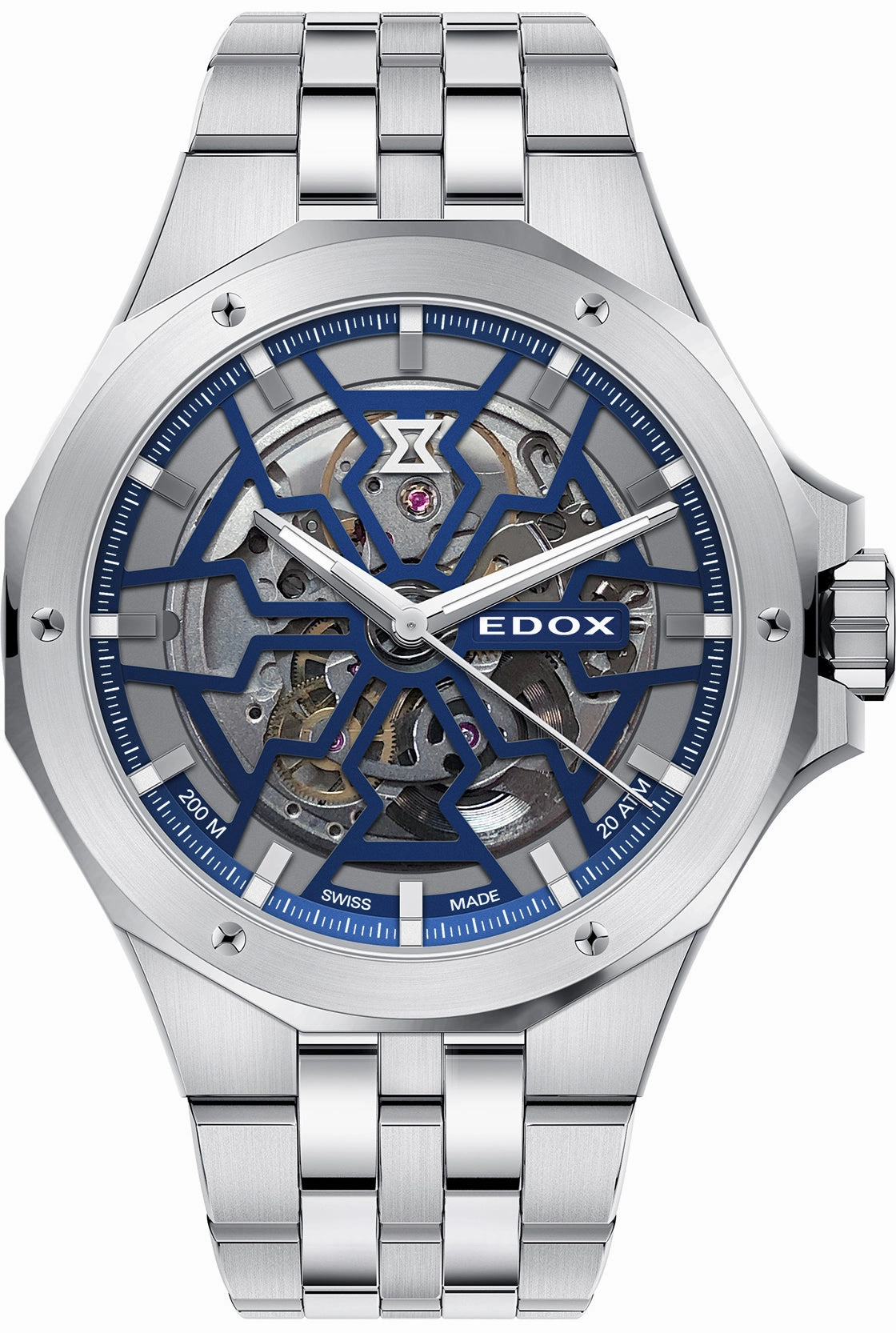 Edox Watches Edox Delfin Mecano 3 Hands Skeleton Watch
