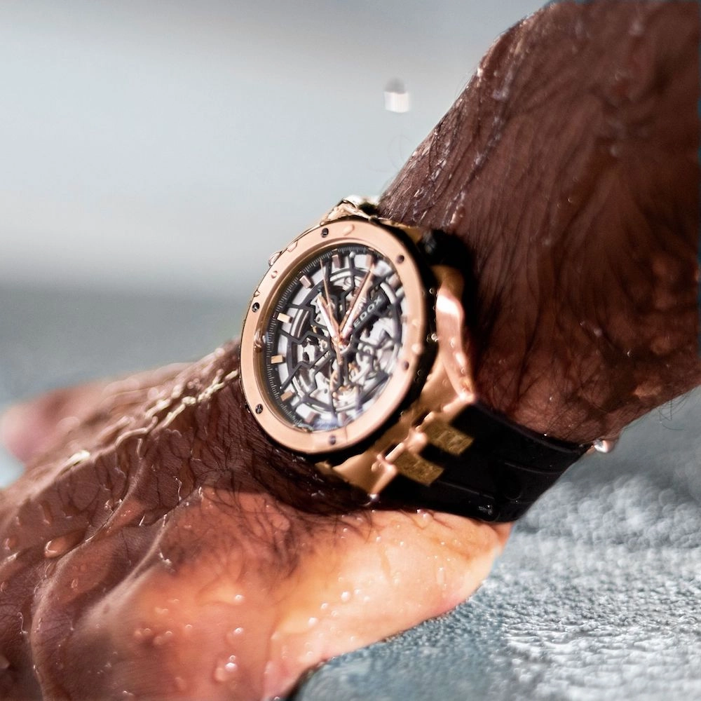 Edox Watches Edox Delfin Mecano 3 Hands Skeleton Watch