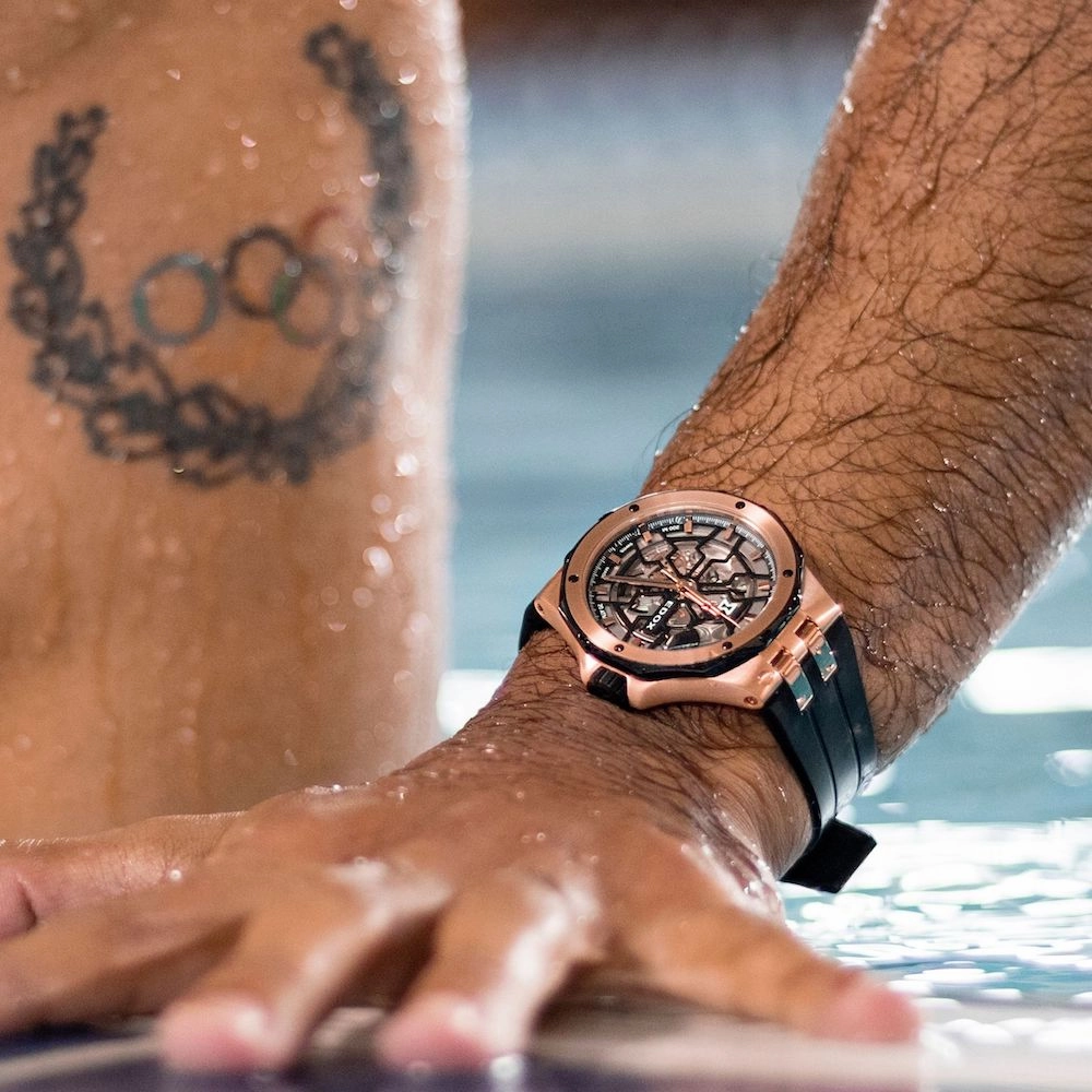 Edox Watches Edox Delfin Mecano 3 Hands Skeleton Watch