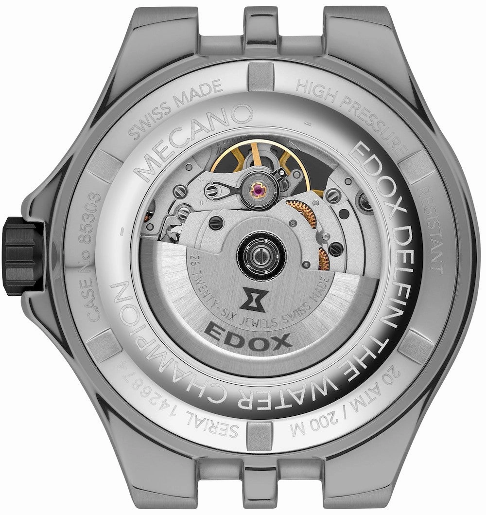 Edox Watches Edox Delfin Mecano 3 Hands Skeleton Watch