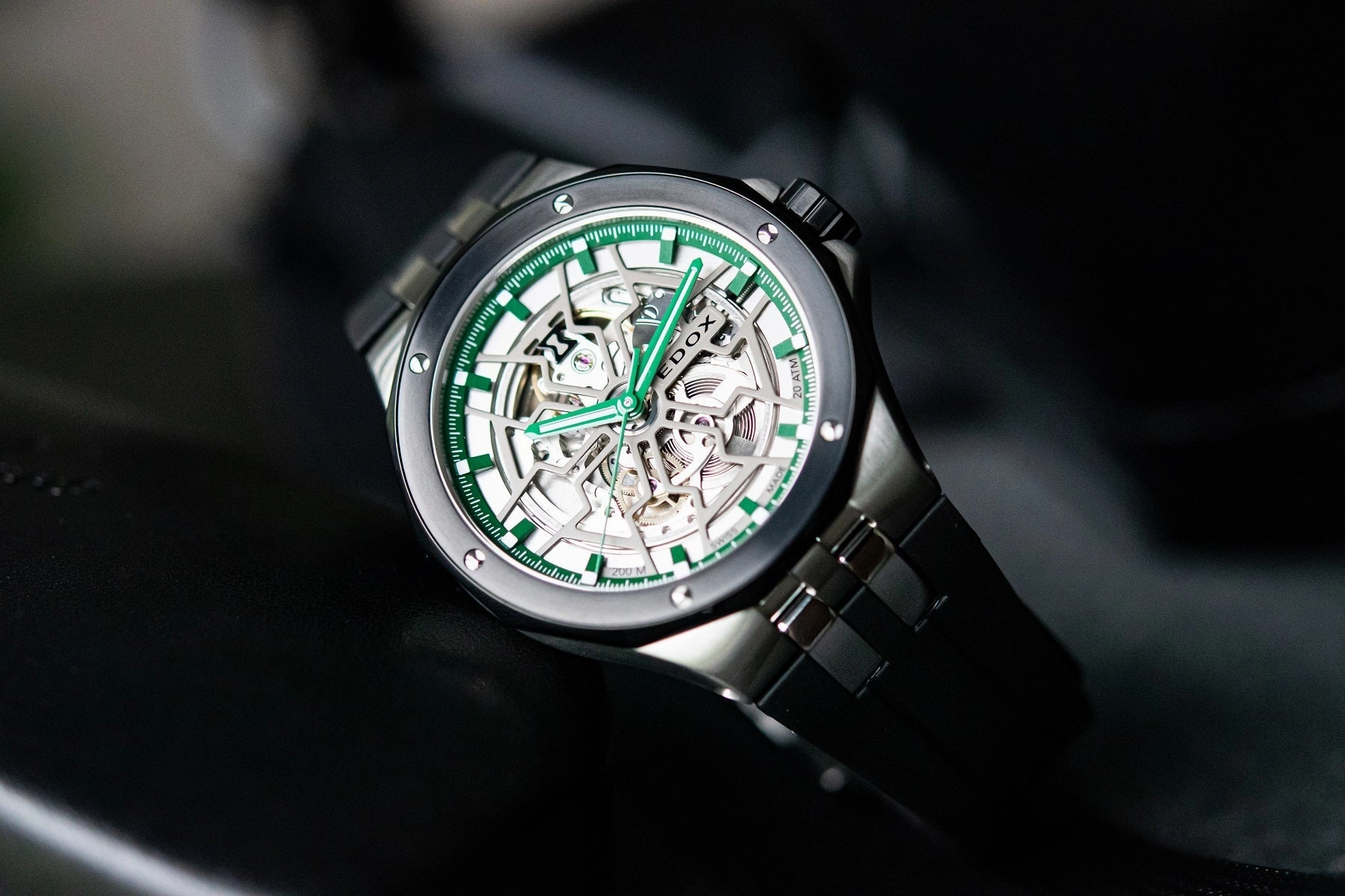 Edox Watches Edox Delfin Mecano 3 Hands Skeleton Watch