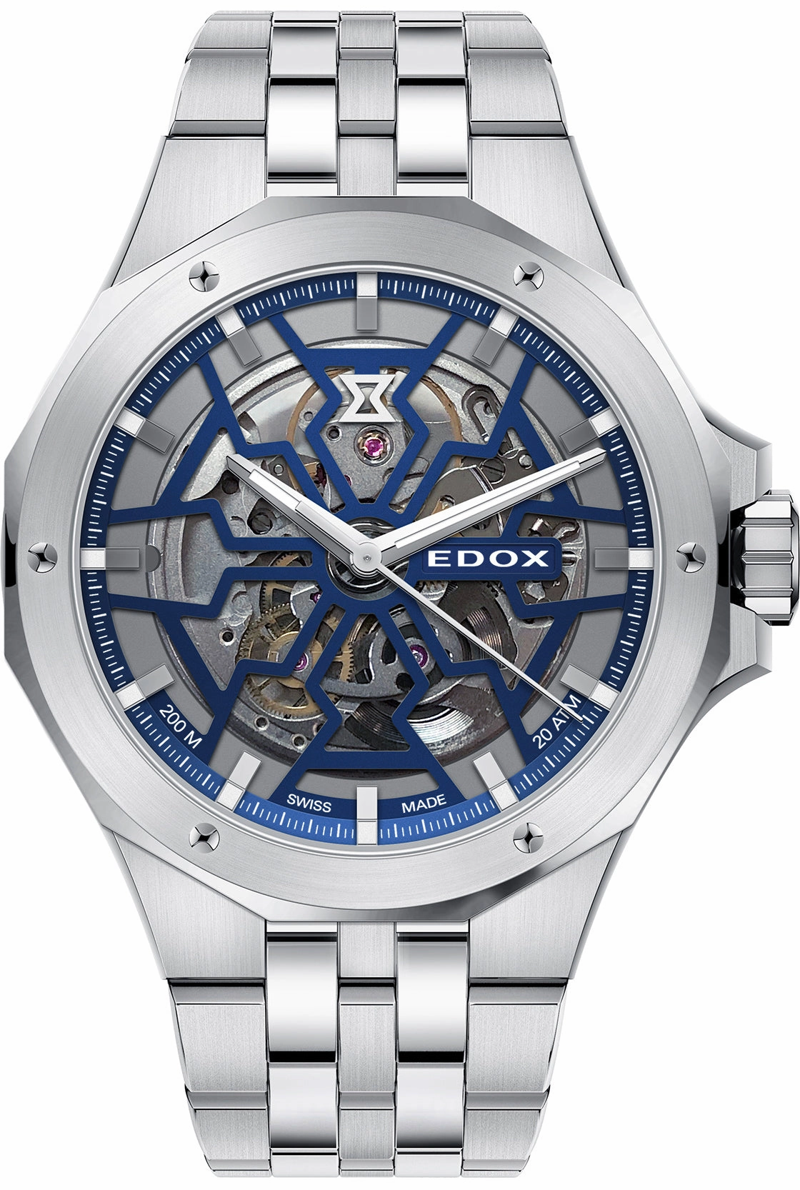 Edox Watches Edox Delfin Mecano 3 Hands Skeleton Watch