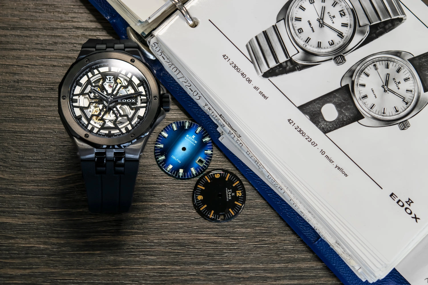 Edox Watches Edox Delfin Mecano 3 Hands Skeleton Watch