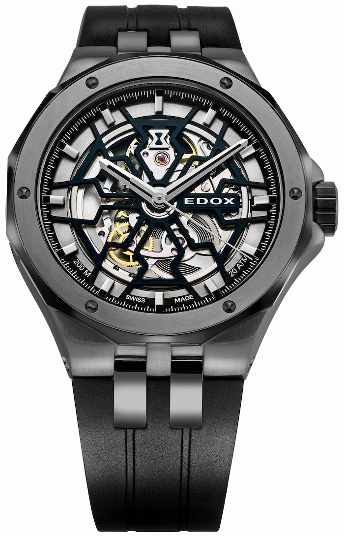 Edox Watches Edox Delfin Mecano 3 Hands Skeleton Watch