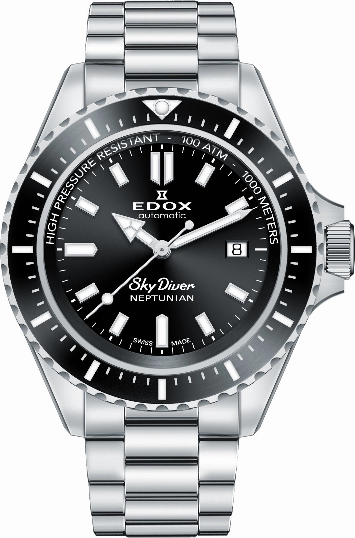Edox Watches Edox Skydiver Neptunian Automatic 3 Hands Watch