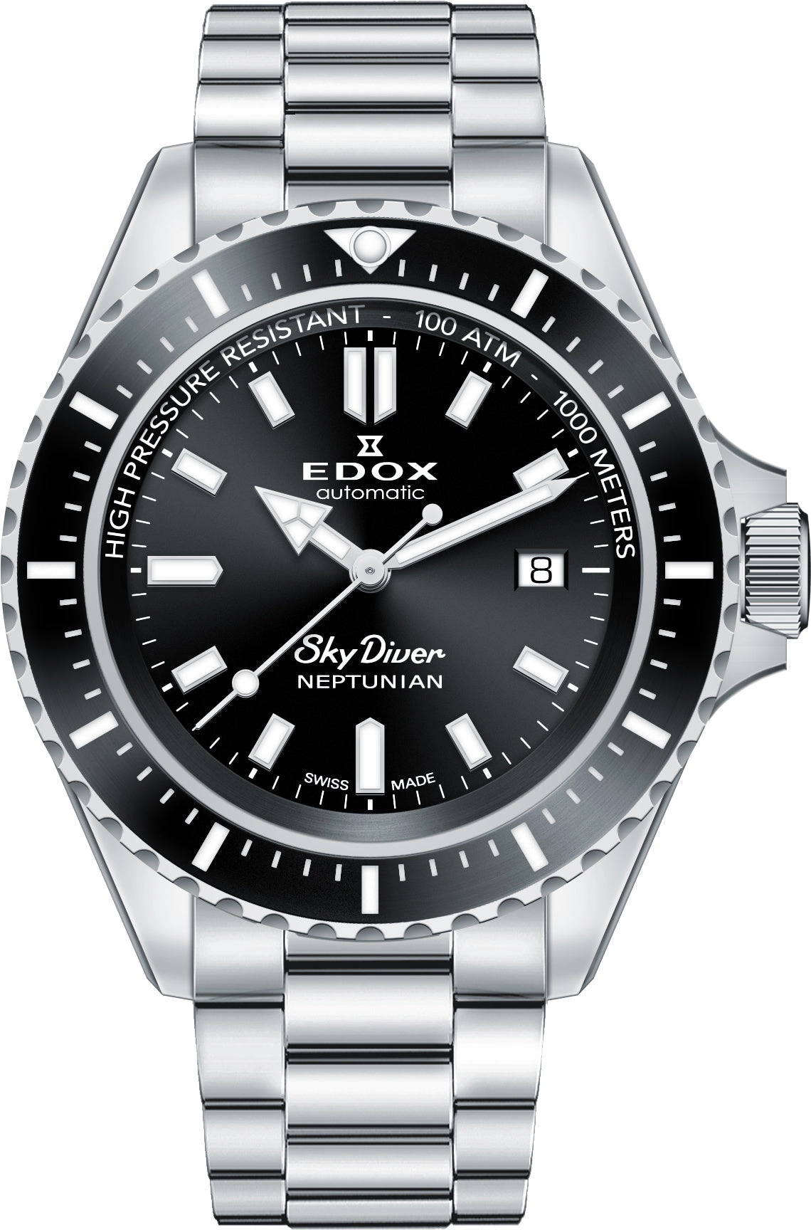 Edox Watches Edox Skydiver Neptunian Automatic 3 Hands Watch
