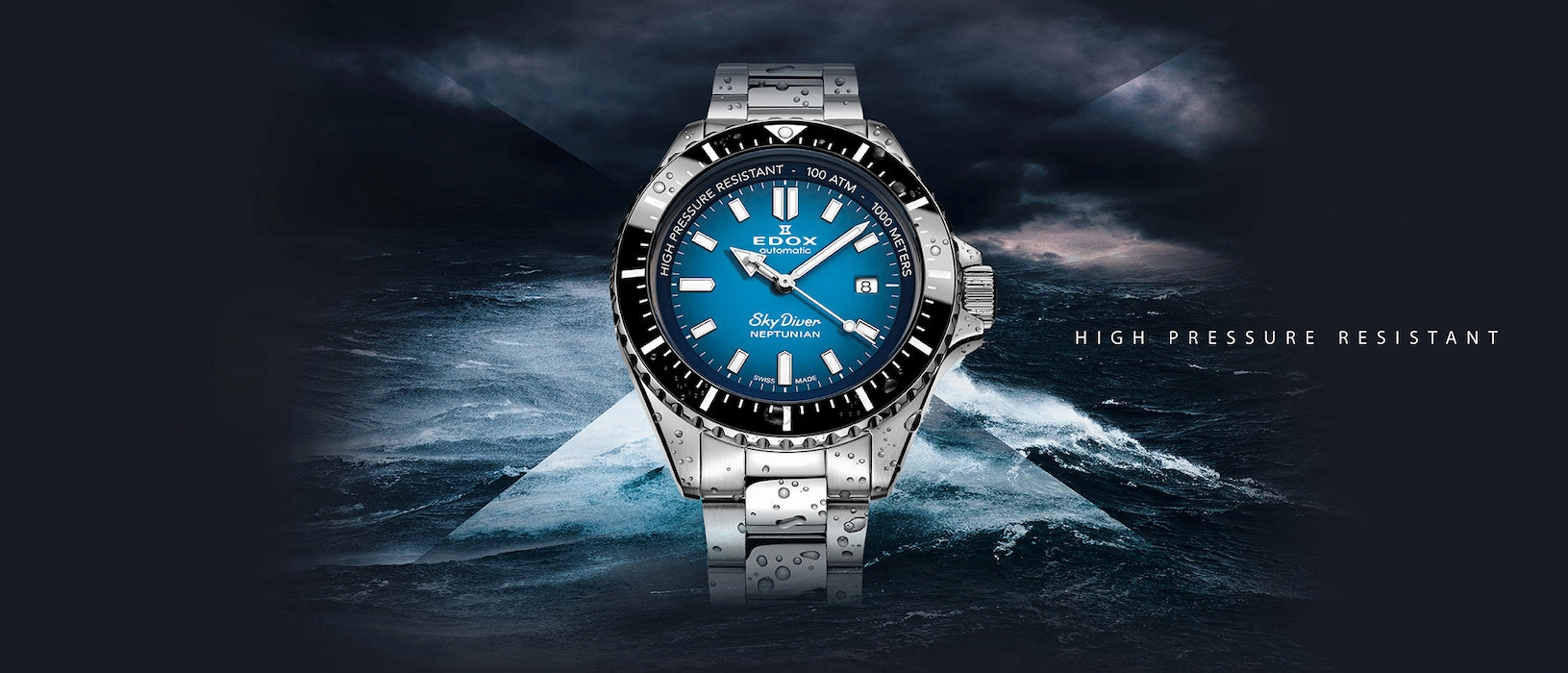 Edox Watches Edox Skydiver Neptunian Automatic 3 Hands Watch