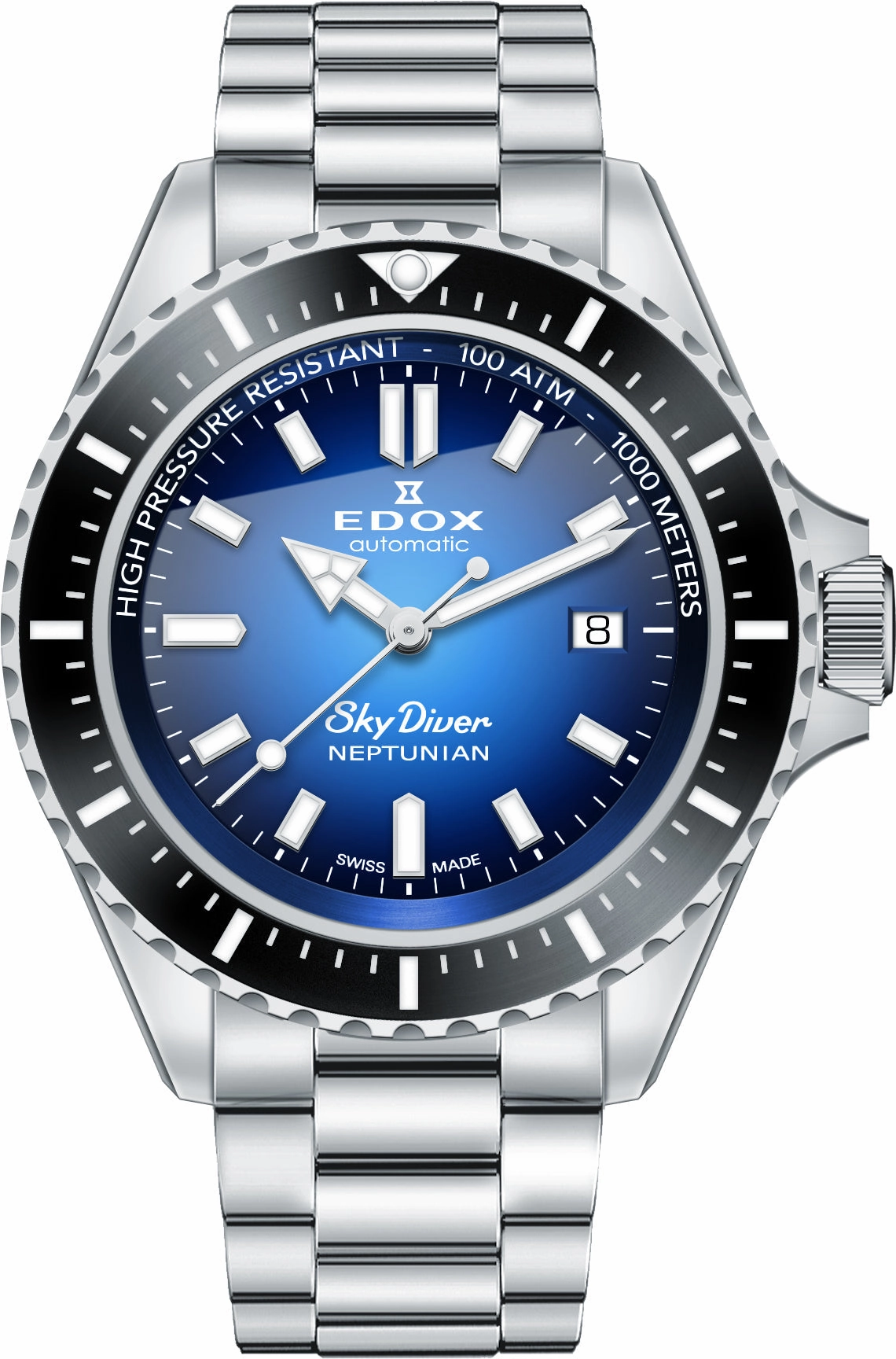 Edox Watches Edox Skydiver Neptunian Automatic 3 Hands Watch