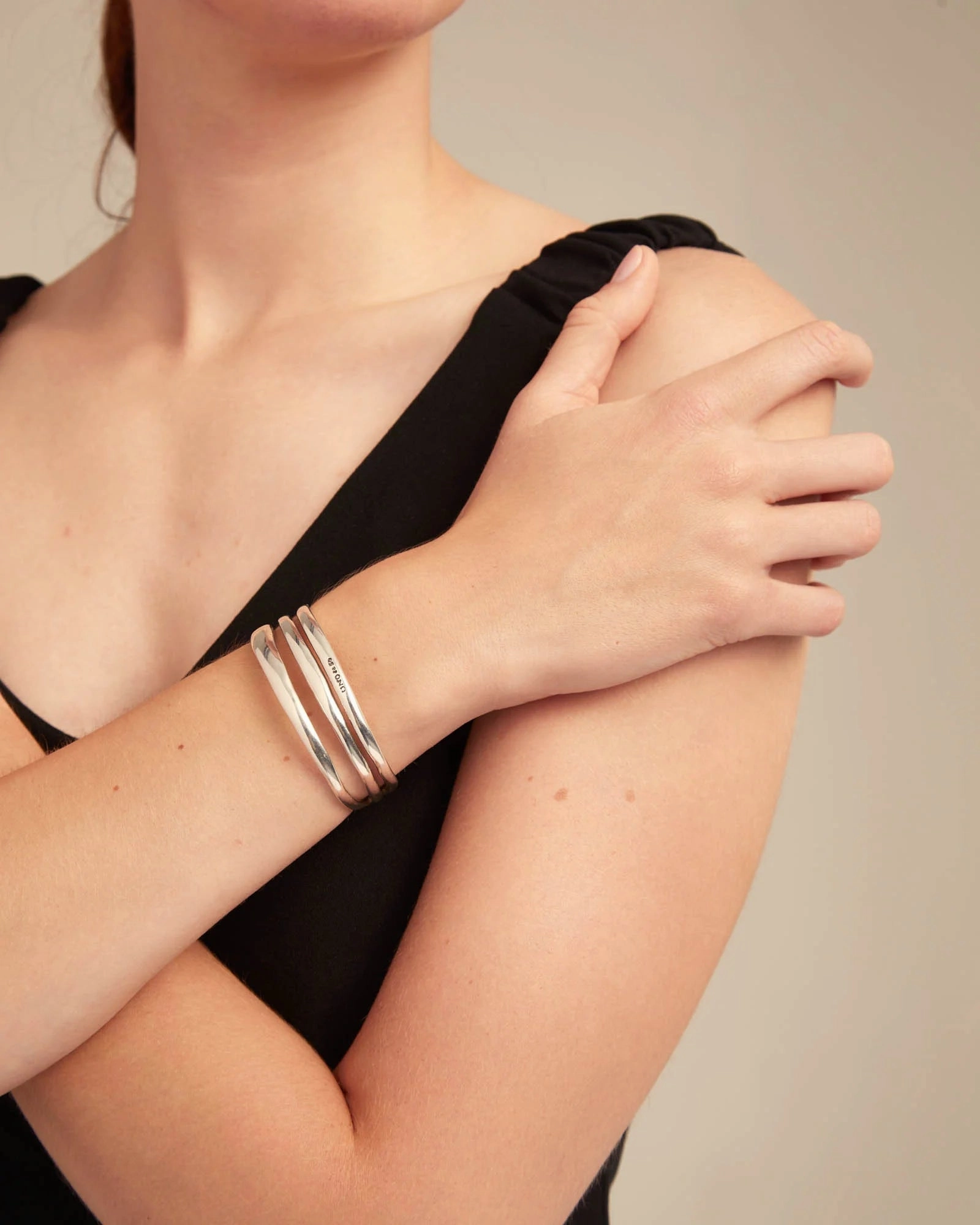 Electrik Rigid Triple Silver Plated Medium Link Inner Bangle PUL2440MTL0000M Unode50 Jewelry And Accessories