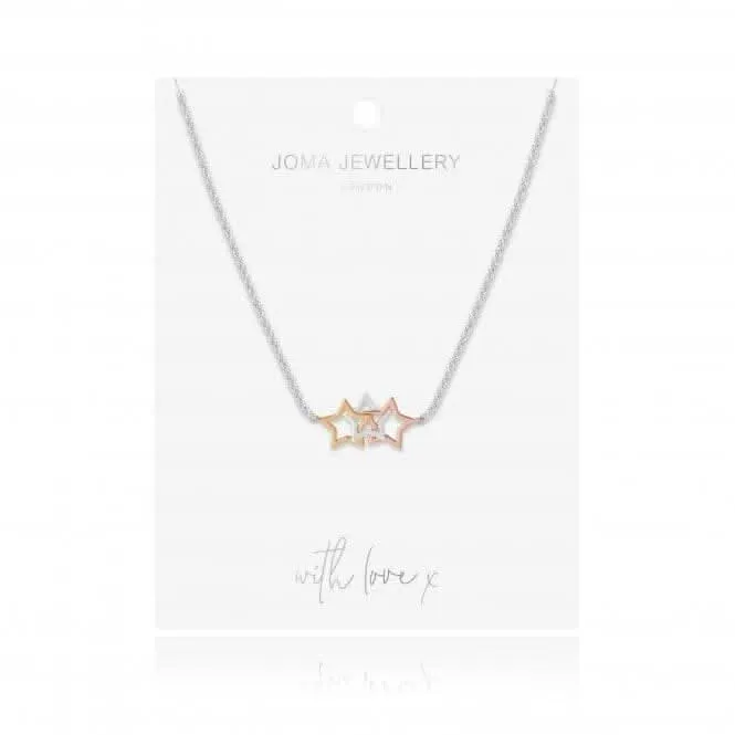 Florence Star Necklace Silver Rose Gold 46cm   5cm Extender Necklace 4442 Joma Jewellery