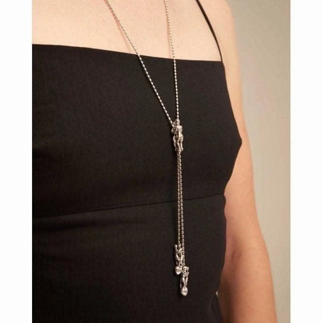 Forever Silver Plated Chain Three Figures Necklace COL1885MTL0000U Unode50 Jewelry And Accessories