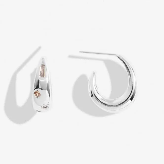 Gem Glow Gem Cluster Silver Plated Hoop Earrings 7185 Joma Jewellery