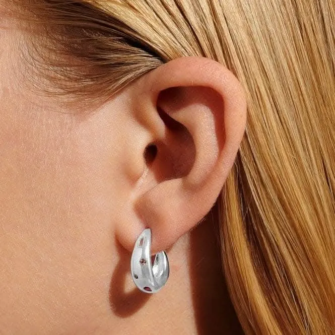 Gem Glow Gem Cluster Silver Plated Hoop Earrings 7185 Joma Jewellery
