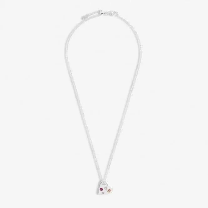 Gem Glow Hammered Heart Silver Plated 50cm Adjustable Necklace 7181 Joma Jewellery
