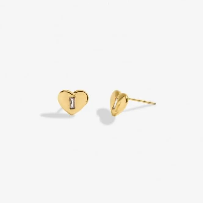 Gem Glow Heart Zirconia Gold Plated Stud Earrings 7177 Joma Jewellery