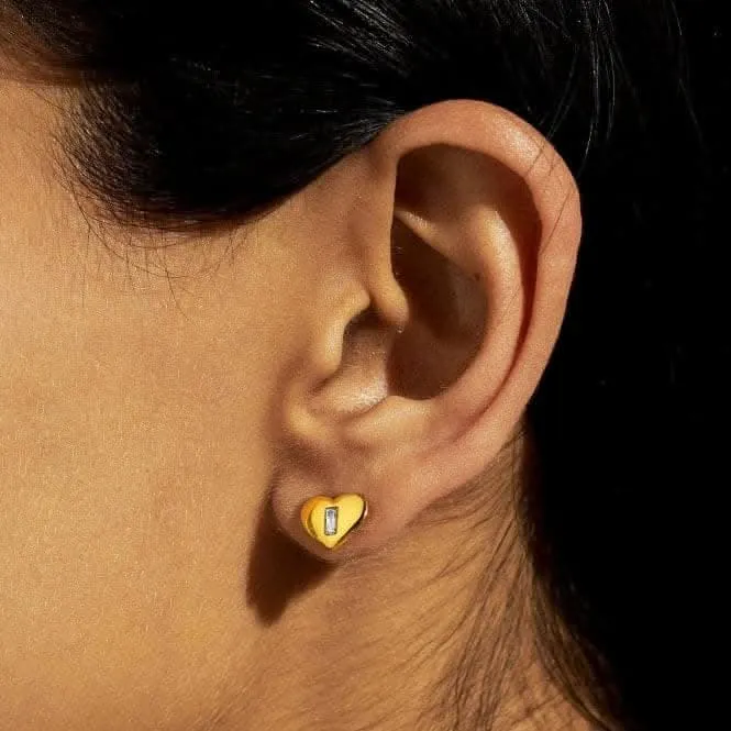 Gem Glow Heart Zirconia Gold Plated Stud Earrings 7177 Joma Jewellery