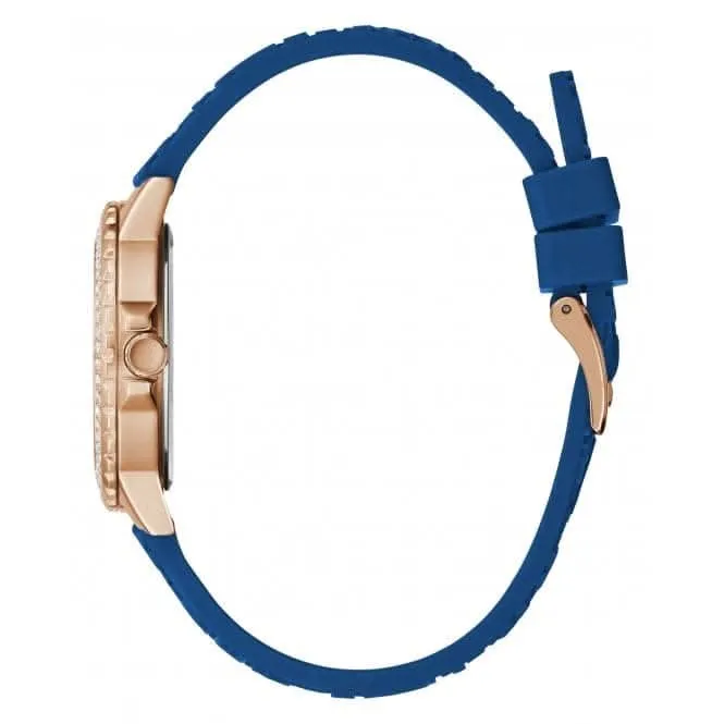 Guess Ladies Crown Jewel Silicone Rose Gold Watch GW0411L2